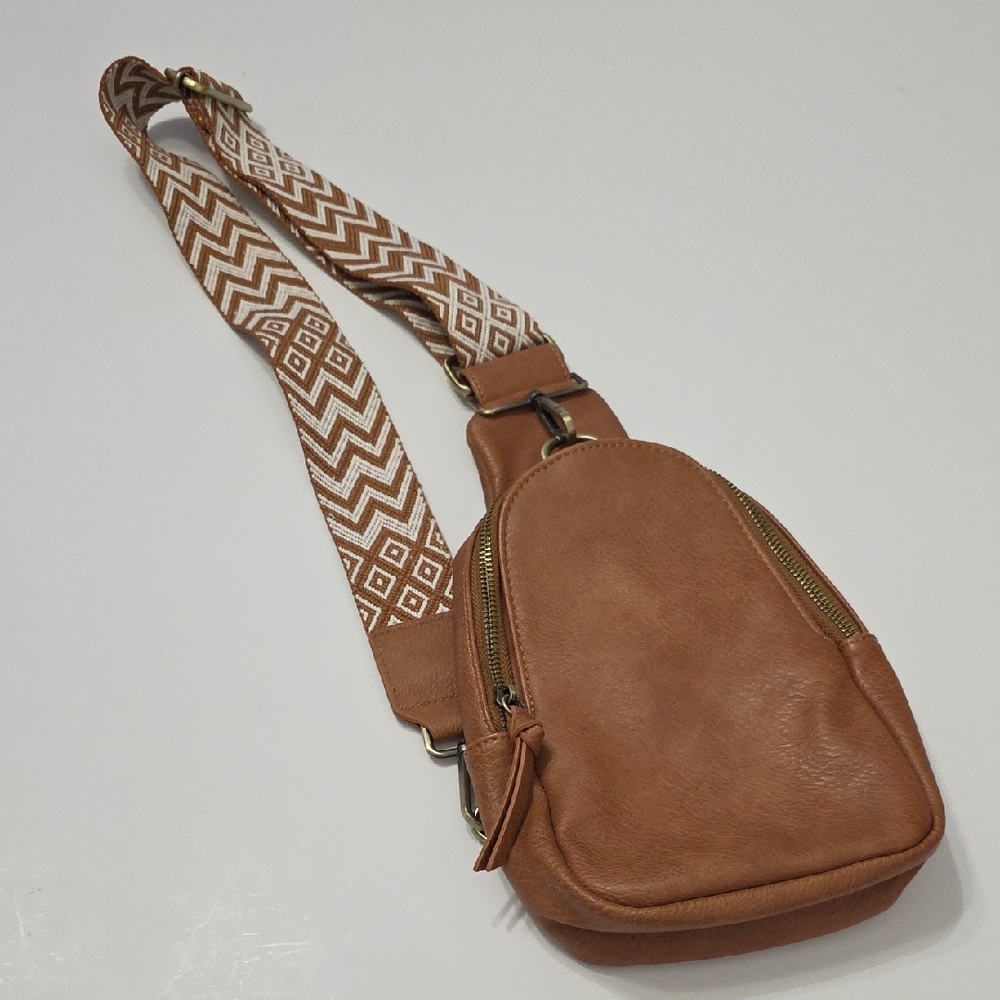Urban Originals Tan Belt Bag with Patterned Strap